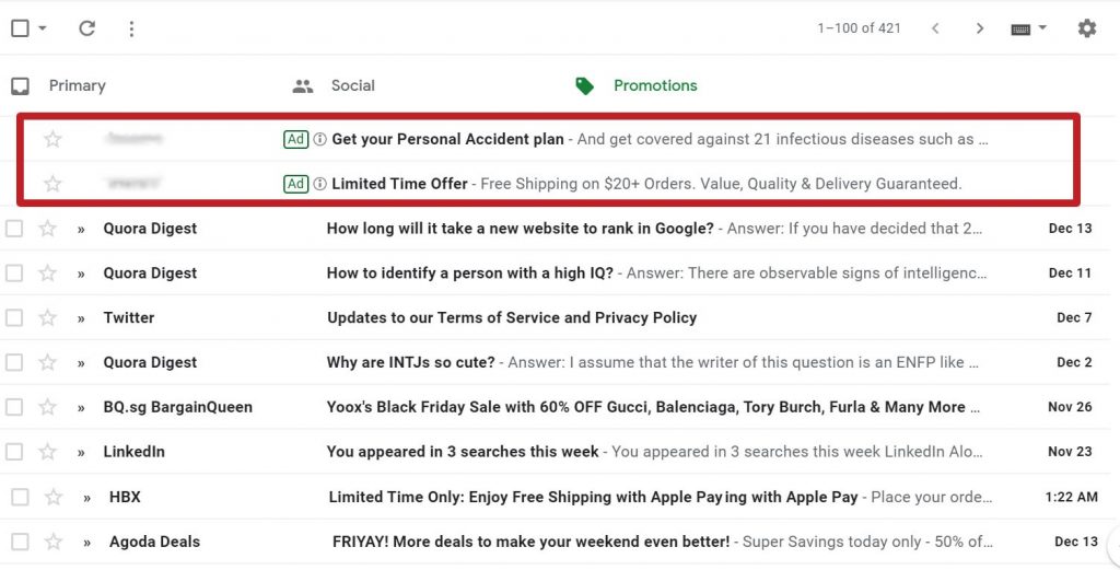 gmail advertising