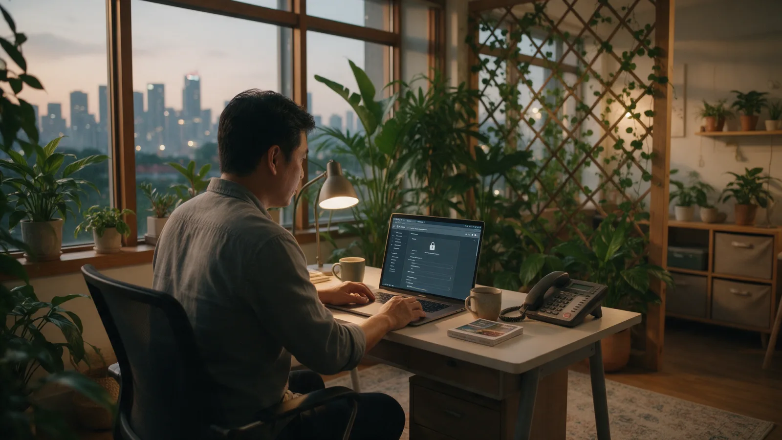 Check your PHP version for PHP2Shell Singapore business owner checking website server settings on a laptop to confirm PHP is patched